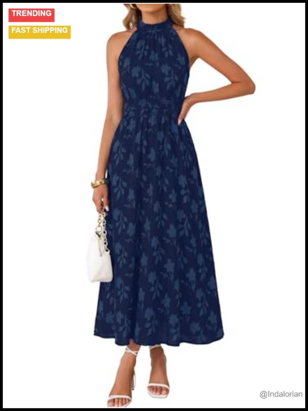 Women's Sleeveless Floral Maxi Dress with Pockets